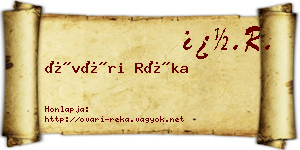 Óvári Réka névjegykártya